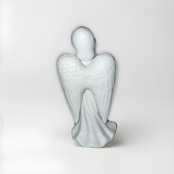 Vintage Female Angel Playing Harp Figurine White Porcelain Decoration 5.75" - Picture 3 of 6